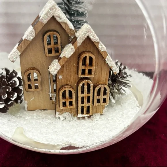 4" DIORAMA SNOWGLOBE GLASS ORNAMENT WITH SNOWY WINTER SCENE - Picture 9 of 11
